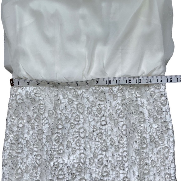 NWT Aidan Mattox Chiffon and Metallic Lace Column Gown sz 10 - Picture 8 of 15